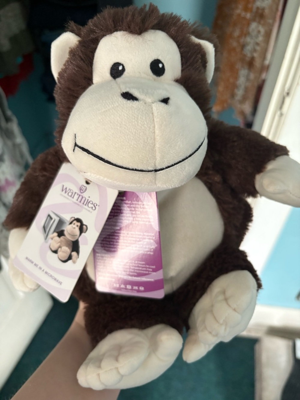 Warmies Plush Monkey Accent Pillow - Brown and Cream